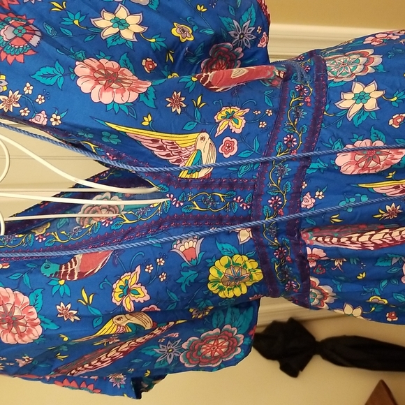 Boho women's blue patterned dress - Picture 4 of 10